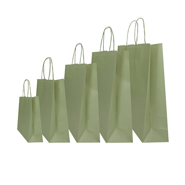 Shopper Twisted - maniglie cordino - 18 x 8 x 24 cm - carta kraft - salvia - Mainetti Bags - conf. 25 pezzi