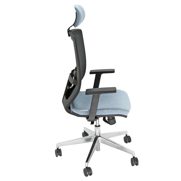 Poltrona semidirezionale Clotilde CTAPG - con braccioli regolabili e poggiatesta - celeste - Unisit