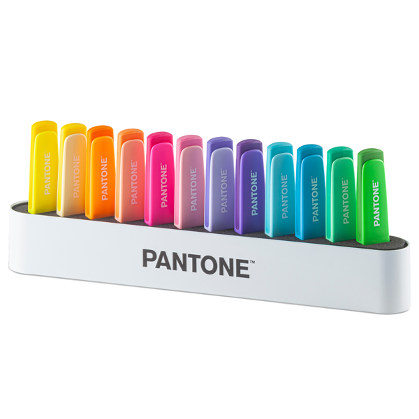 Desk set evidenziatori - punta a scalpello - colori assortiti - Pantone - conf. 12 pezzi