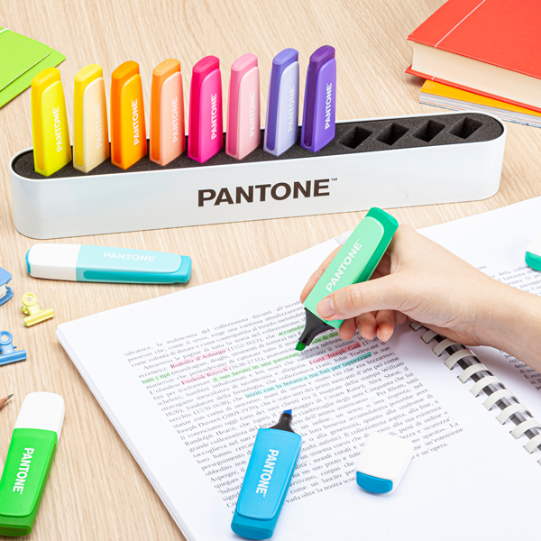 Desk set evidenziatori - punta a scalpello - colori assortiti - Pantone - conf. 12 pezzi