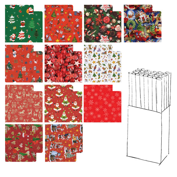 Rotolo carta regalo natale - 2 x 0,70 m - fantasie assortite - Rex Sadoch