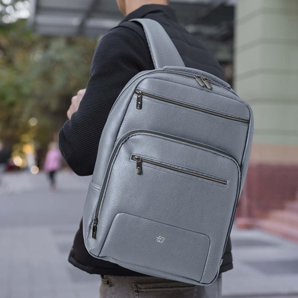 Zaino slim Gate Trended - 28 x 38 x 10 cm - ecopelle - azzurro - InTempo