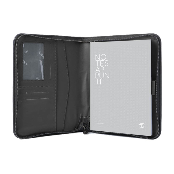 Portablocco Gate Trended - 19 x 23 cm - f.to utile A5 - ecopelle - nero - In Tempo