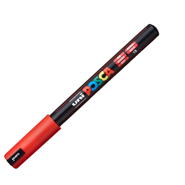 Marcatore Uni Posca PC1M - punta extra fine 0.7 mm - colori assortiti - Uni Mitsubishi - conf. 5 pezzi