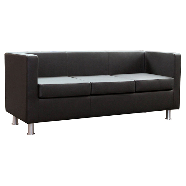 Divano Pragma PR3 - 3 posti - con braccioli inclusi - similpelle - nero - Unisit