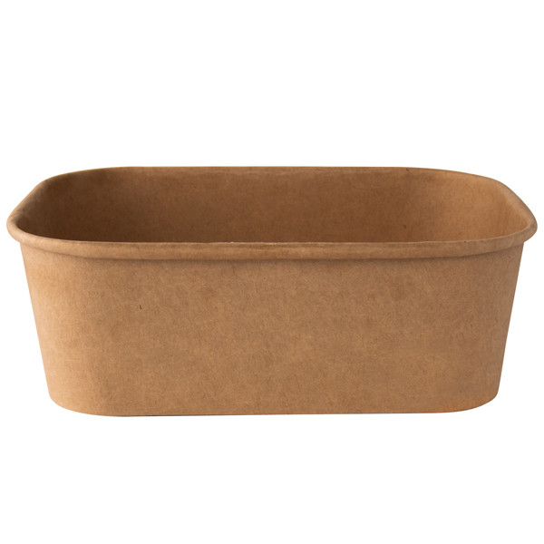 Bowl monouso - rettangolare - 750 ml - cartoncino - avana - Signor Bio - conf. 50 pezzi