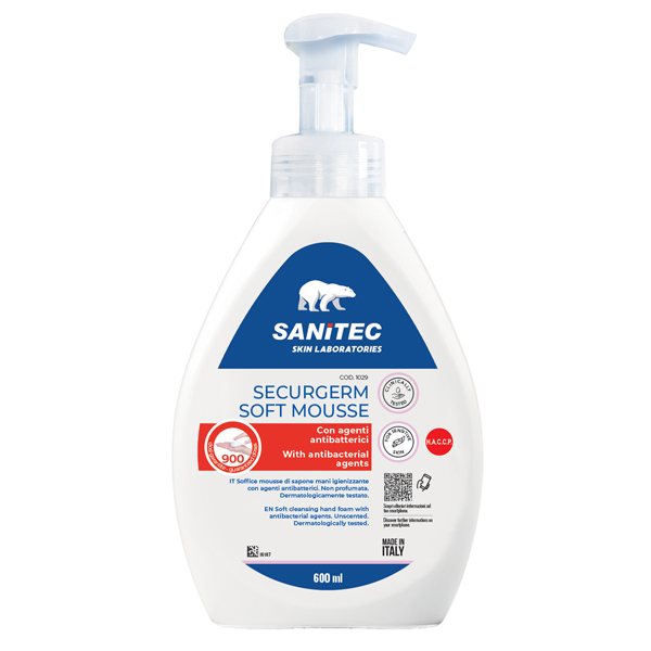 Sapone in mousse Securgerm - con antibatterico - 600 ml - Sanitec