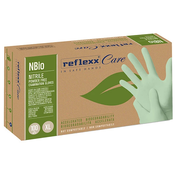 Guanti in nitrile bio - tg XL - verde pastello - Reflexx - conf. 100 pezzi