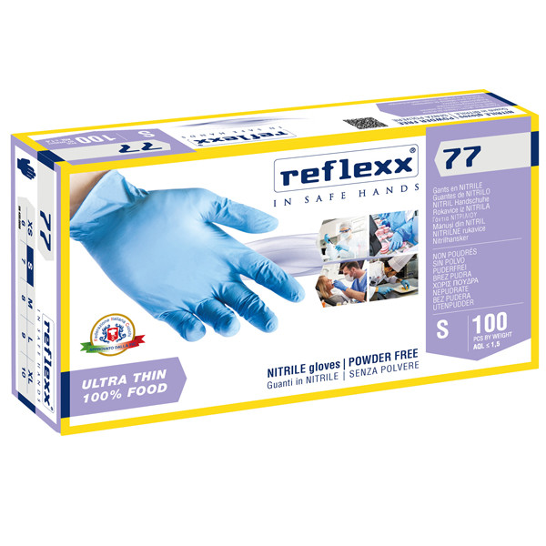 Guanti in nitrile R77 - tg S - azzurro - Reflexx - conf. 100 pezzi