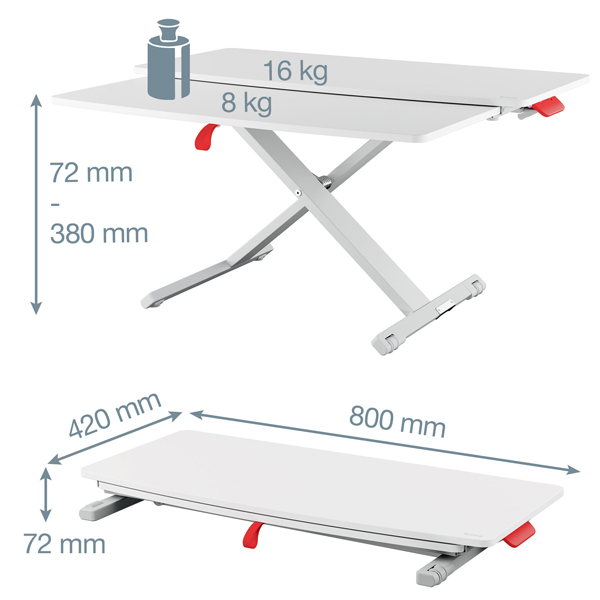 Postazione Sit Stand Ergo Cosy - da scrivania con vassoio - Leitz