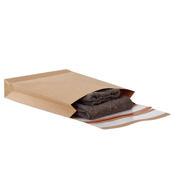 Sacchetti a fondo quadro E-Green - C3 - 35 x 45 x 12 + 10 cm - carta kraft - avana - Bong Packaging - conf. 200 pezzi