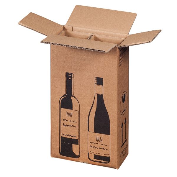 Scatola Wine Pack - 2 bottiglie - 20,4 x 10,8 x 36,8 cm - cartone doppia onda - avana - Bong Packaging - conf. 10 pezzi