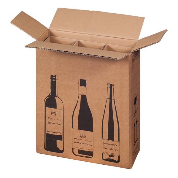 Scatola Wine Pack - per 3 bottiglie - 30,5 x 10,8 x 36,8 cm - Bong Packaging - conf. 10 pezzi