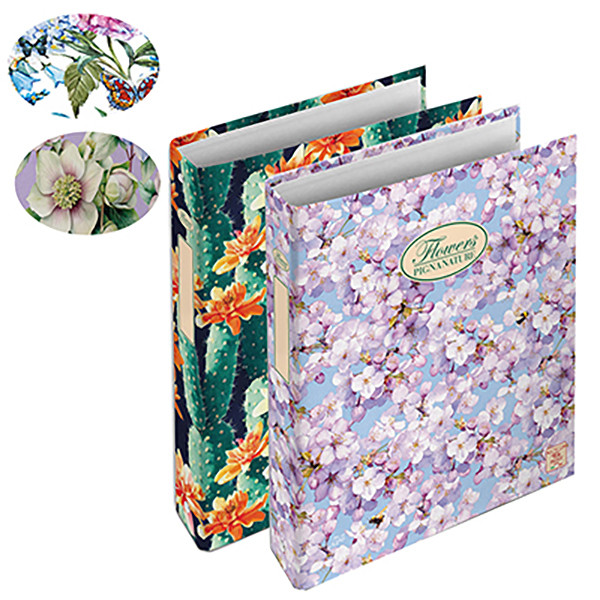 Raccoglitore Nature Flowers - A5 - 4 anelli da 30mm - dorso 3 cm - Pigna