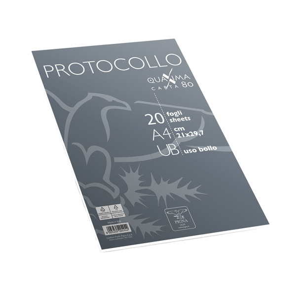 Fogli protocollo - uso bollo - A4 - 80 gr - Pigna - conf. 20 pezzi