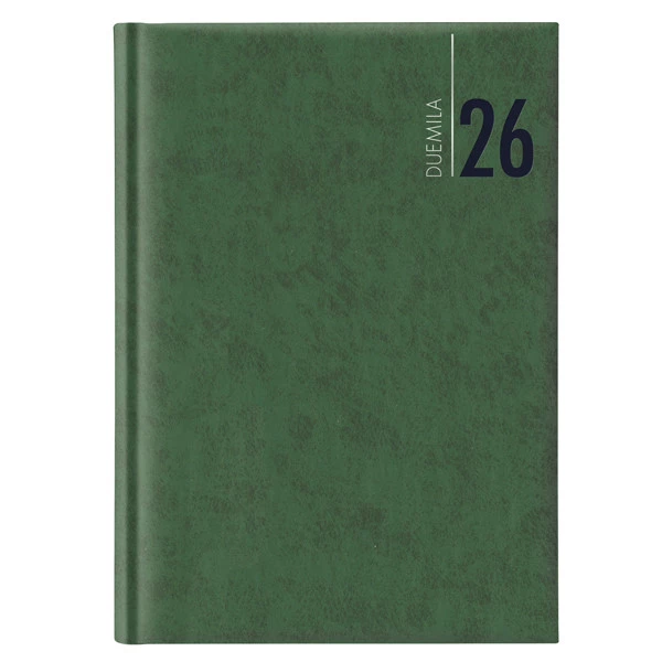 Agenda giornaliera 2027 - copertina in carta imbottita - 17 x 24 cm - verde