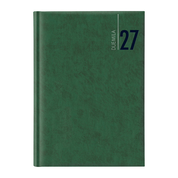 Agenda giornaliera 2027 - copertina in carta imbottita - 17 x 24 cm - verde