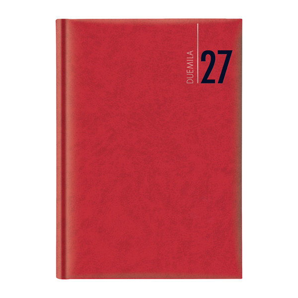 Agenda settimanale 2027 - copertina in carta imbottita - 17 x 24 cm - rosso