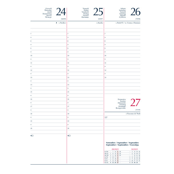 Agenda settimanale 2027 - copertina in carta imbottita - 17 x 24 cm - nero