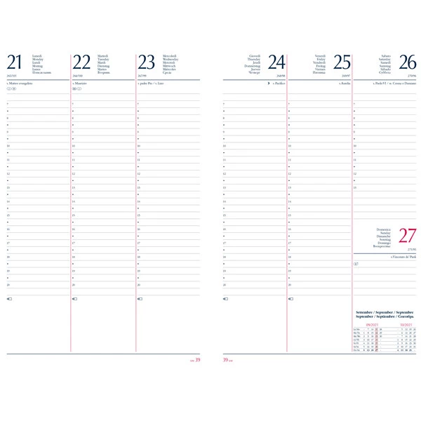 Agenda settimanale 2026 - copertina in carta imbottita - 17 x 24 cm - blu