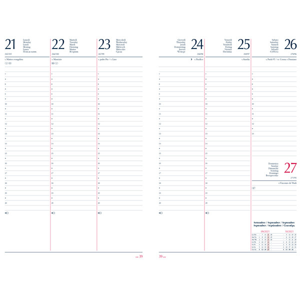 Agenda settimanale 2027 - copertina in carta imbottita - 17 x 24 cm - blu