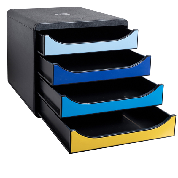 Cassettiera Big Box Bee Blue - 4 cassetti A4 - nero/multicolore - Exacompta