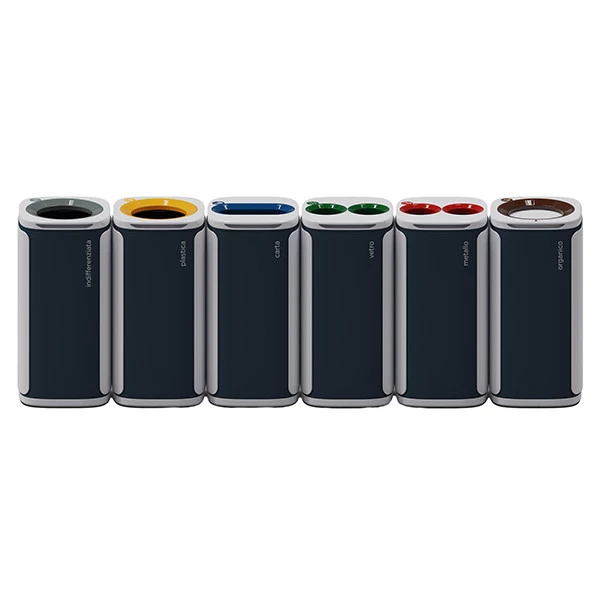 Cestino gettacarte Wastee - per raccolta differenziata - 60 L - Grigio - Kobra