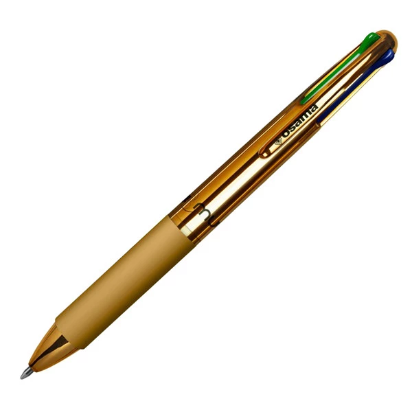 Penna a sfera a scatto 4 Color - fusto cromato - Osama - expo 42 pezzi