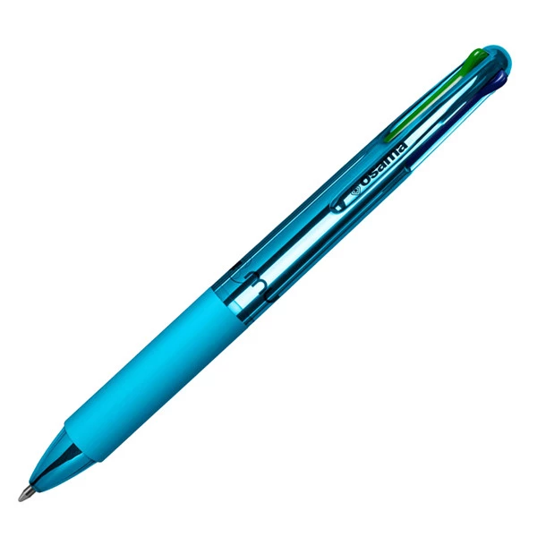 Penna a sfera a scatto 4 Color - fusto cromato - Osama - expo 42 pezzi