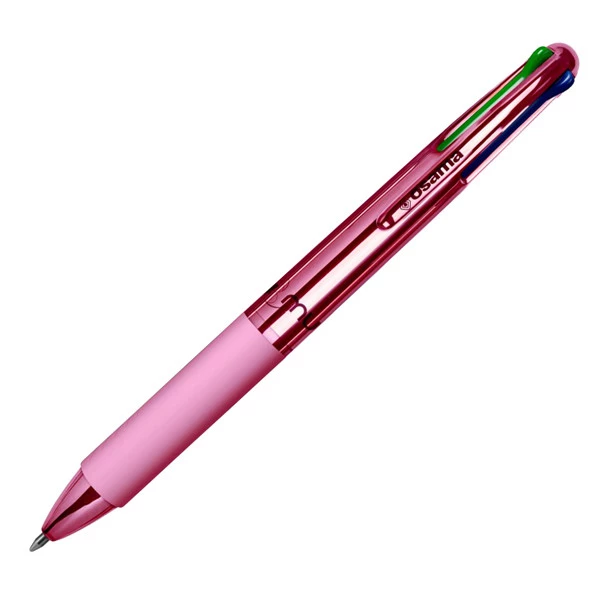 Penna a sfera a scatto 4 Color - fusto cromato - Osama - expo 42 pezzi