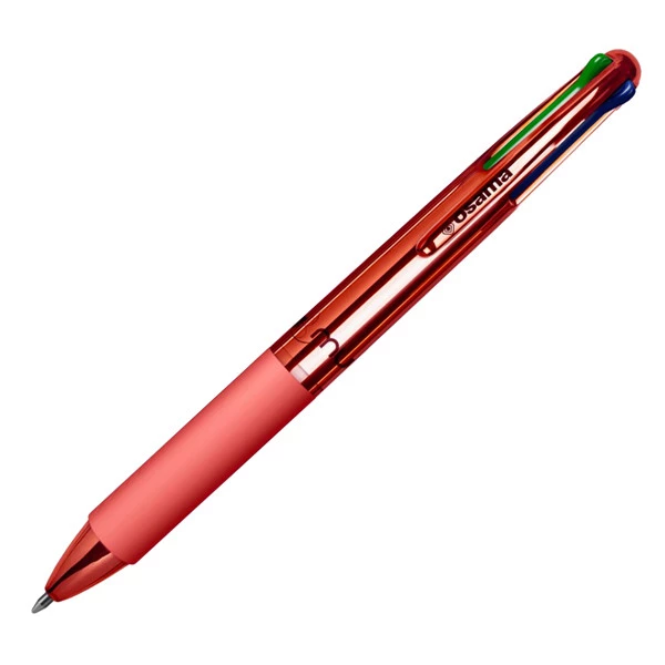 Penna a sfera a scatto 4 Color - fusto cromato - Osama - expo 42 pezzi