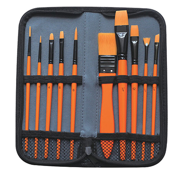 Pennello in sintetico - per acrilico - DOM - astuccio 10 pennelli assortiti