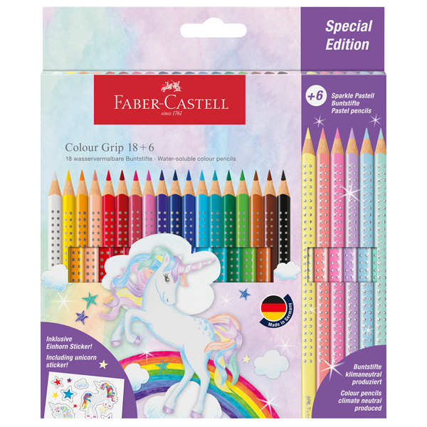 Astuccio 18+6 matite Colour Grip colori assortiti Faber Castell