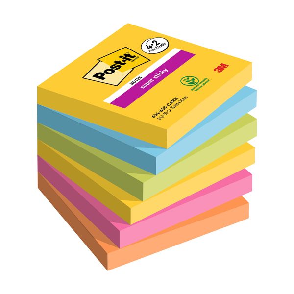 Blocco foglietti Post it Super Sticky Carnival - 76 x 76 mm - 90 fogli - Post it - conf. 6 blocchi