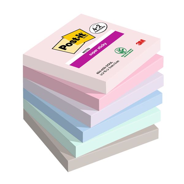Blocco foglietti Post it Super Sticky Soulful - 76 x 76 mm - 90 fogli - Post it - conf. 6 blocchi