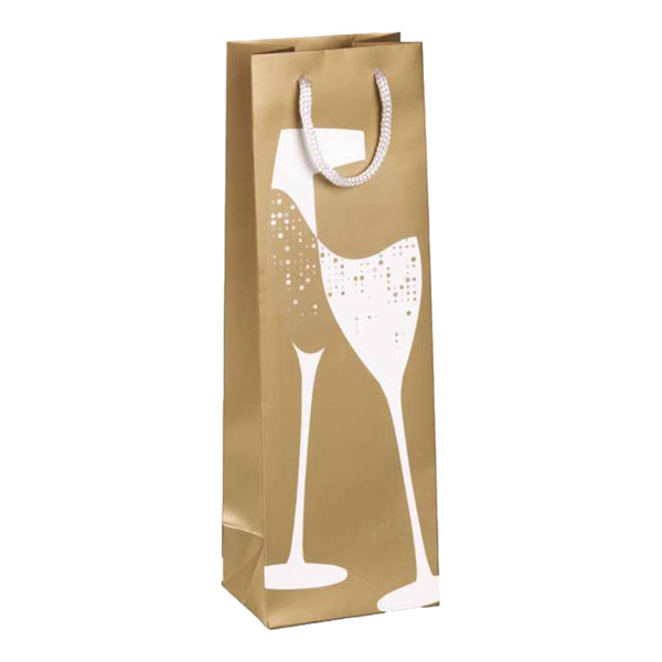 Portabottiglie natale - 37 x 12 x 9 cm - carta patinata - fantasia oro - Rex Sadoch