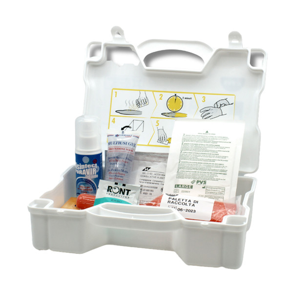 Valigetta per assorbimento liquidi biologici - con polvere addensante - 28,5 x 21 x 8,7 cm- bianco - PVS