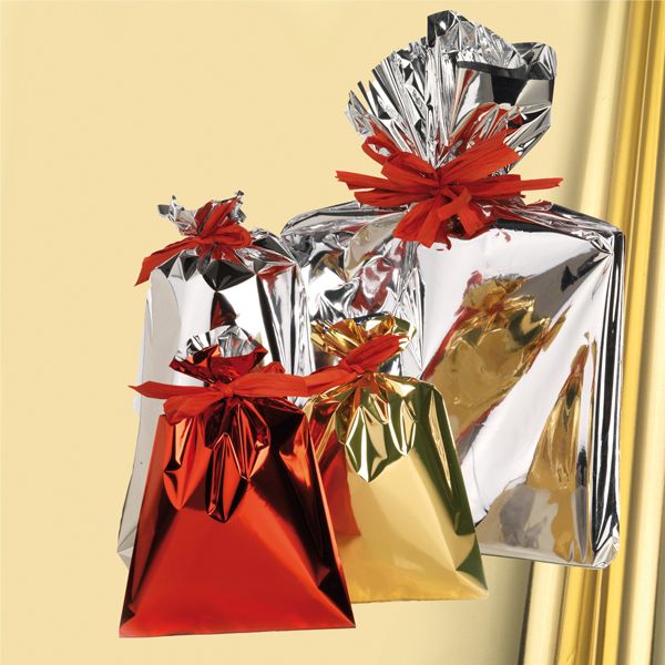 Busta regalo - senza patella adesiva - 50 x 75 cm - 30 micron - PPL - metal lucido - oro - PNP - conf. 25 pezzi