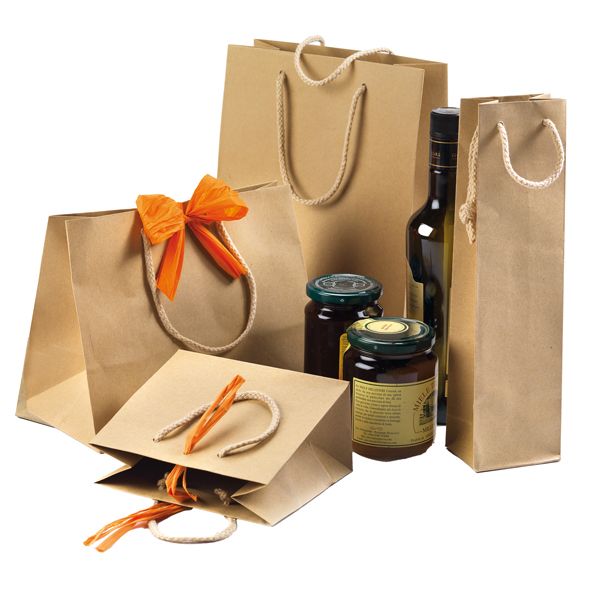 Shopper - 22 x 29 + 10 cm - 160 gr - carta kraft - avana - PNP - conf. 12 pezzi