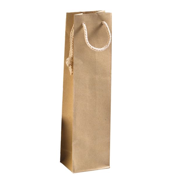 Shopper - 12 x 39 + 9 cm - 160 gr - carta kraft - avana - PNP - conf. 12 pezzi