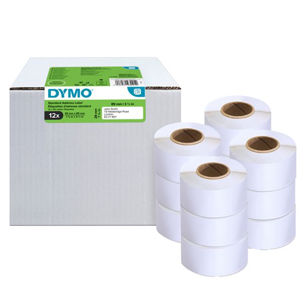 Rotolo etichette per Indirizzi Standard - 28 x 89 mm - bianco - Dymo - value pack 12 pezzi
