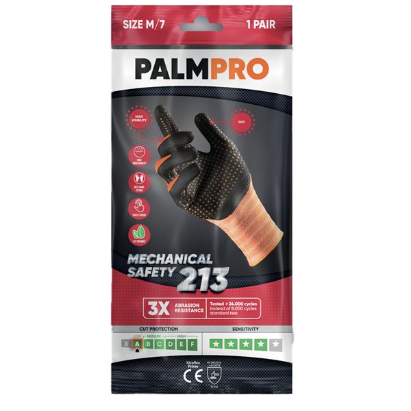 Guanti mechanical Safety Palmpro Xtraflex Prime 213 - taglia L - arancione/nero - Icoguanti