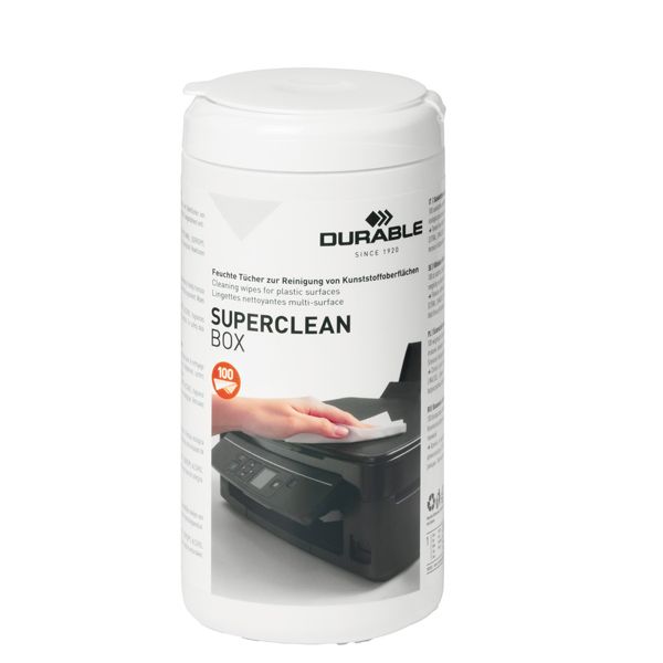 Salvietta detergente per superfici in plastica SUPERCLEAN BOX - Durable - conf. 100 pezzi