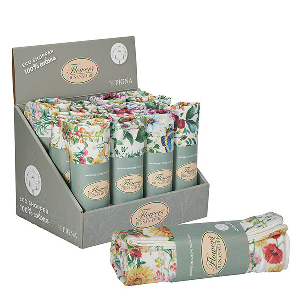 Shopper Nature Flowers - 42x38,5 cm - eco cotone - fantasie assortite - Pigna