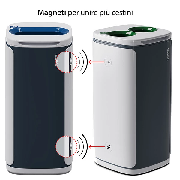 Cestino gettacarte Wastee - per raccolta differenziata - 60 L - Verde/vetro - Kobra