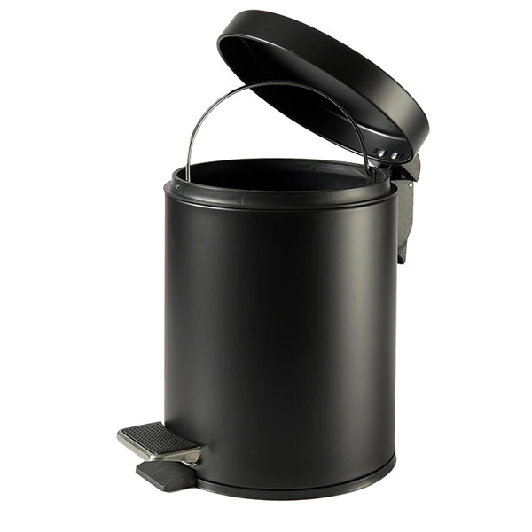 Pattumiera Premium - con pedale e vaschetta - 5 L - nero satinato - Perfetto