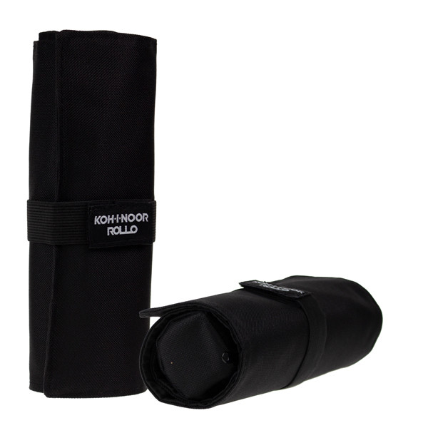 Astuccio arrotolabile Roller - con astuccio zip interno - 24 scomparti - 7,5 x 21,5 cm - tessuto - nero - Koh.I.Noor
