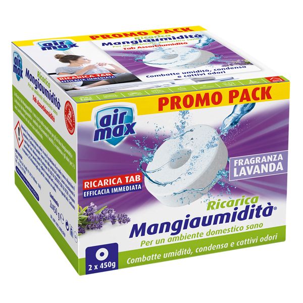 Ricarica tab MangiaumiditA' - lavanda - 2 x 450 gr - Air Max - conf. 2 pezzi