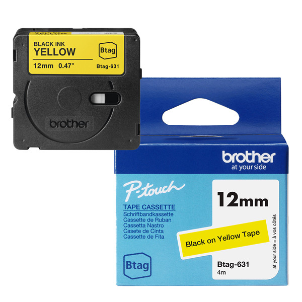 Brother - Nastro -  Nero/Giallo - BTAG631 - 12mm x 4mt