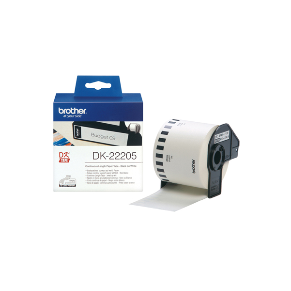 Brother - Rotolo etichetta continua - Nero/Bianco - 62mm x 30,48mt - DK22205